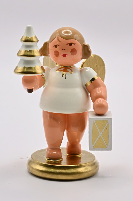 Engel mit Laterne, weiß/gold