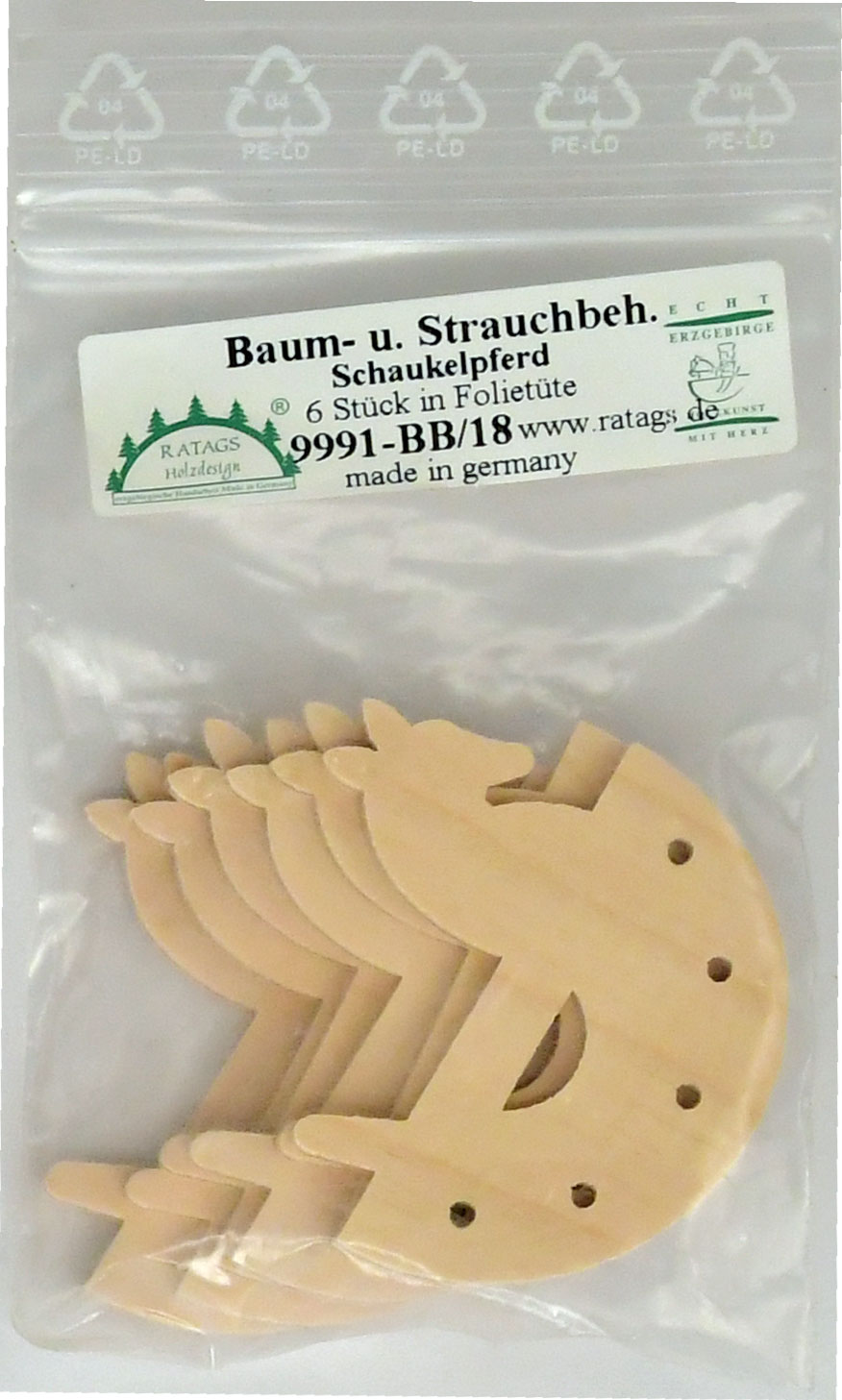 Minibild gyngehest, 6 stk. foliepose