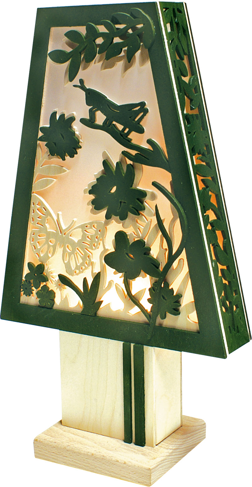 Romantic lamp, flower meadow, nature, green