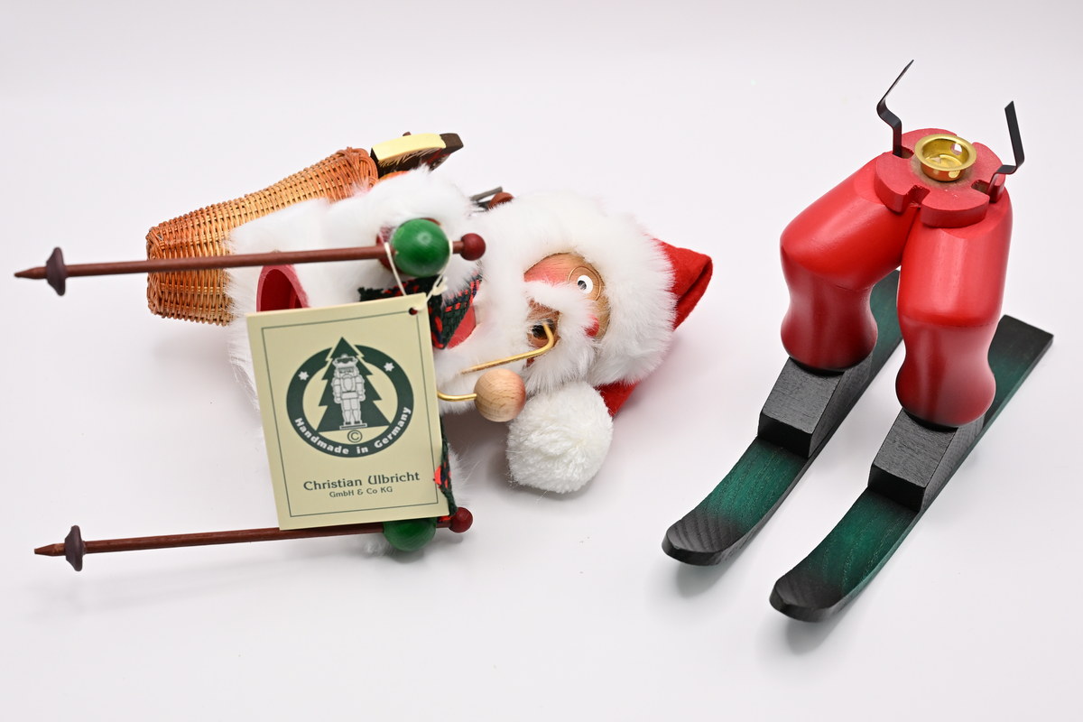 Räuchermann, Weihnachtsmann, Ski H 25 cm