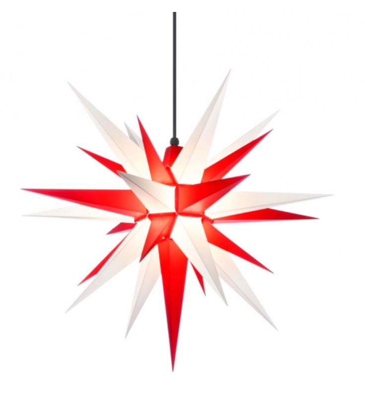 Herrnhuter Stern A7, grün/weiß Kunststoff, Außenbereich, ca 68 cm