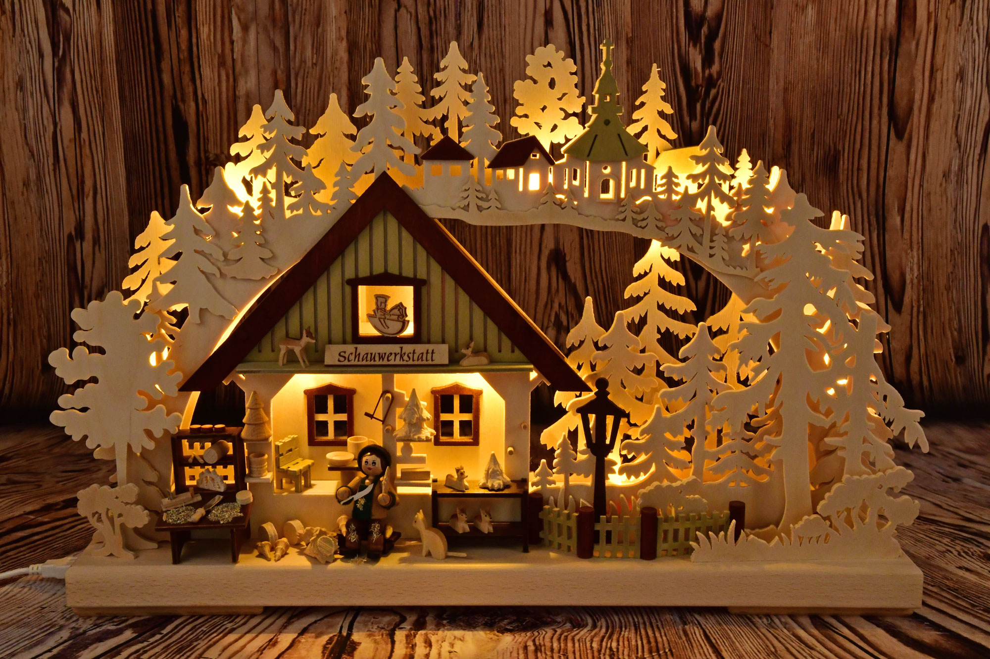 Small 3D Schwibbogen, carving, full USB