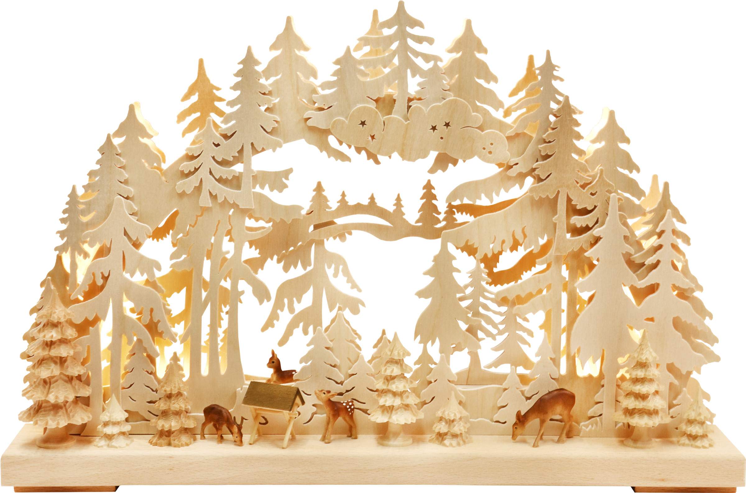 3D candle arch with small deer in a clearing