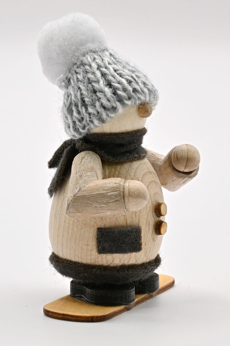 Molli, winter child on snowboard, grey knitted hat, H 6 cm