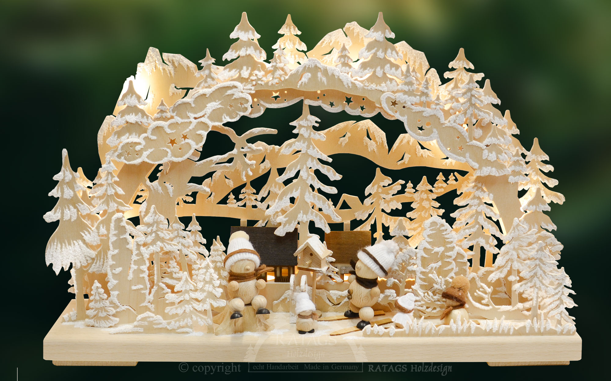 3D-Schwibbogen kl., Snow-Mollies, natur, Raureif