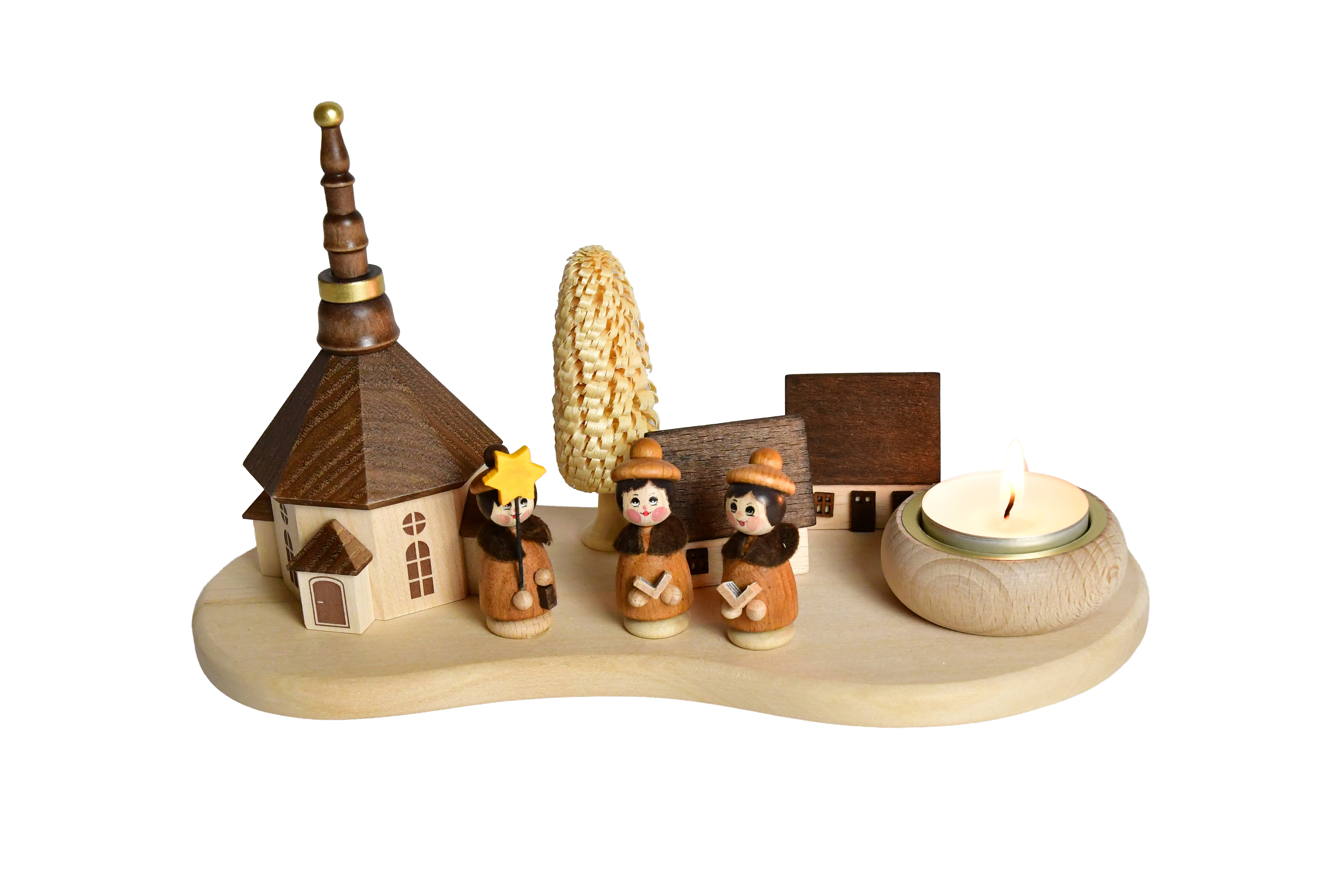 Table decorations, carol singers