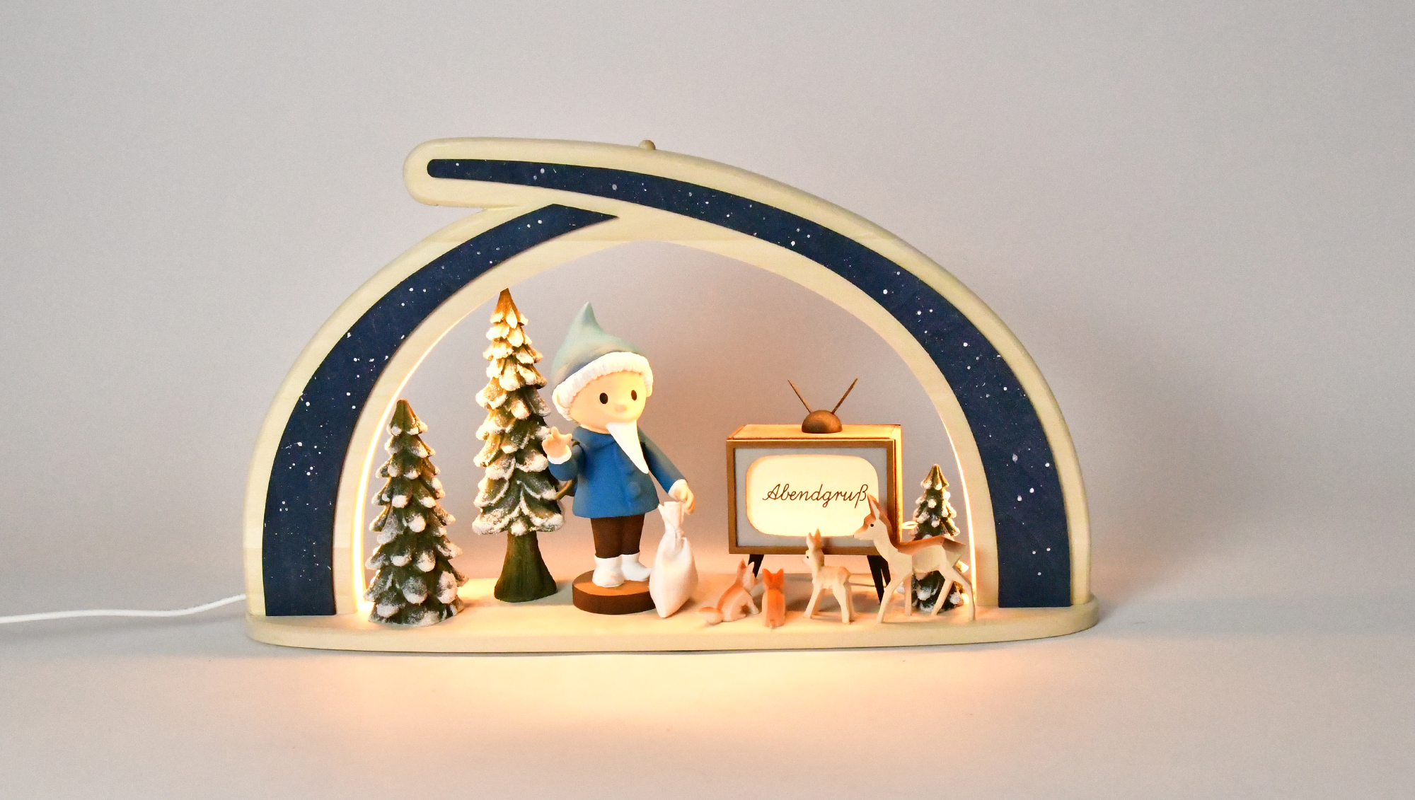 Solid wood arch, Sandman with TV 65 years of Sandmann