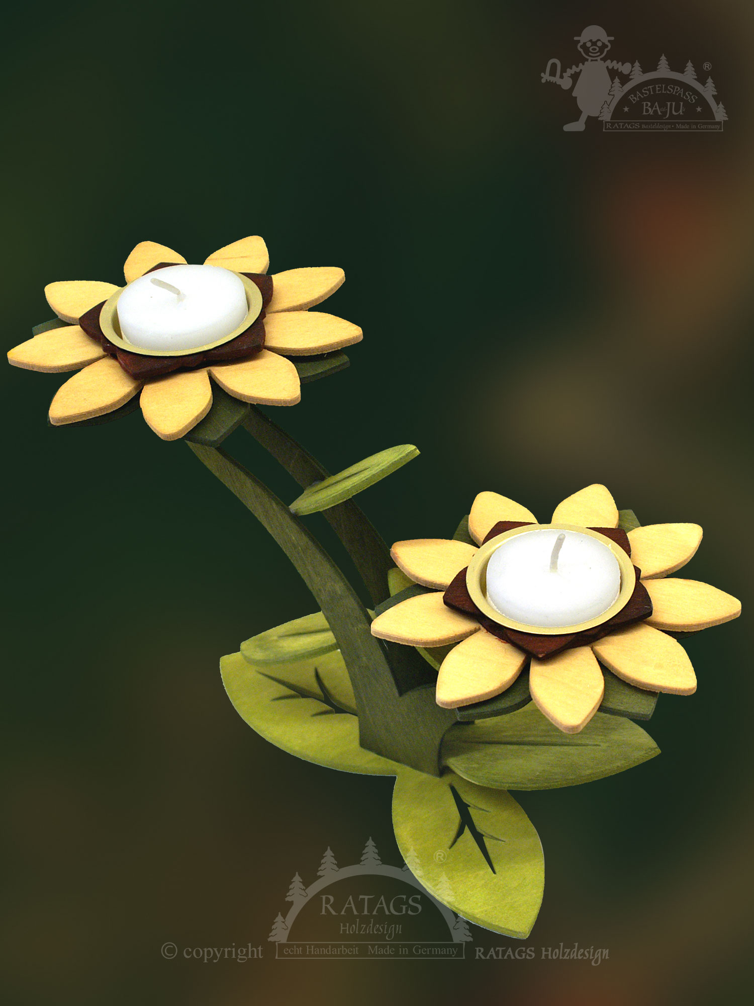 Teelichthalter til håndverk, 2 blomster
