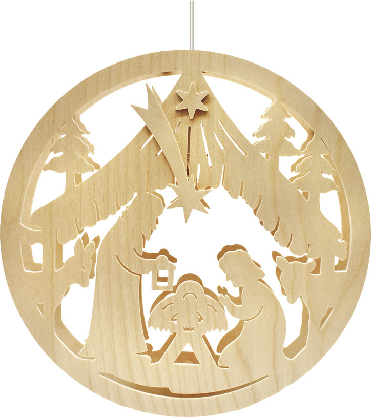 Fensterbild, beleuchtet, zum Basteln, Heilige Familie zum Aussägen