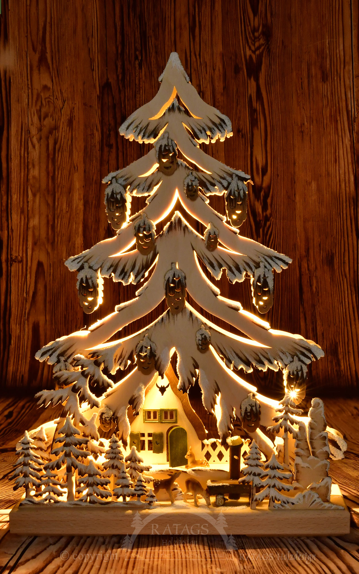 Small fir tree, Am Waldhaus, hand-painted brown, hoarfrost