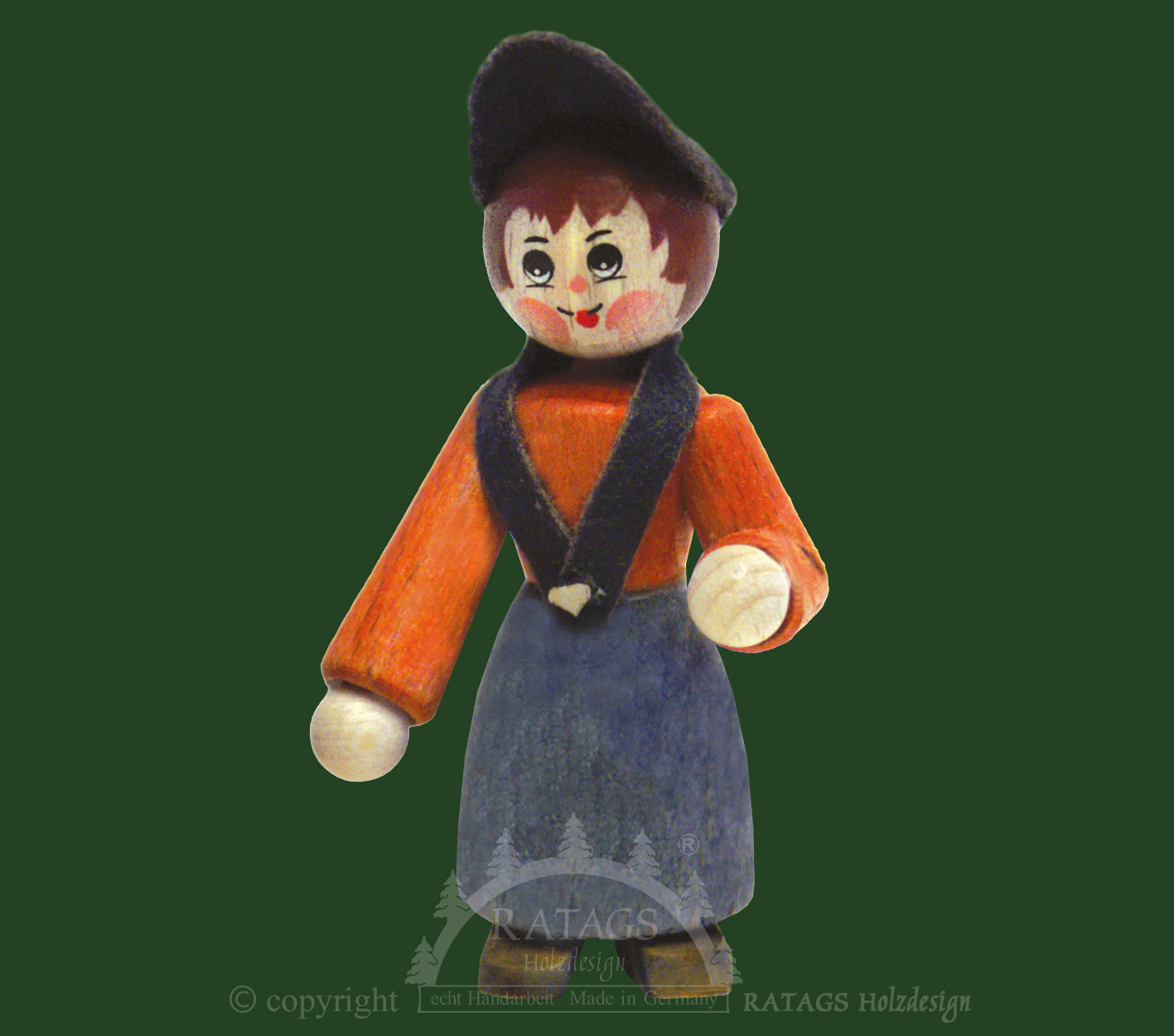 Figur, ruhende Frau sitzend ohne Stuhl, grau, orange