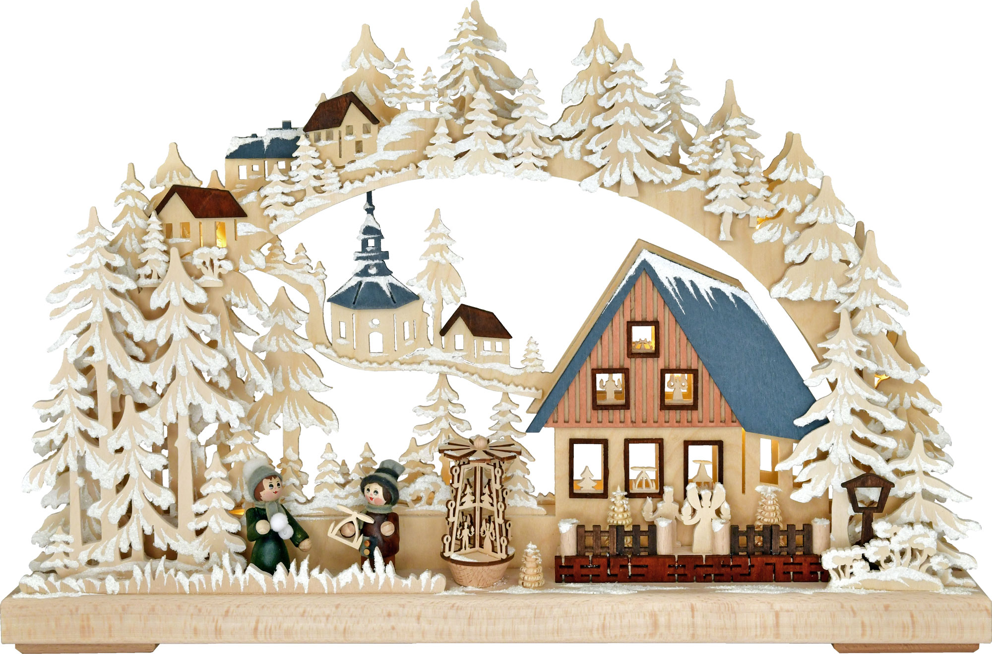 3D-Schwibbogen kl., Pyramidenhaus, Raureif 3D-Schwibbogen kl., Pyramidenhaus, Raureif