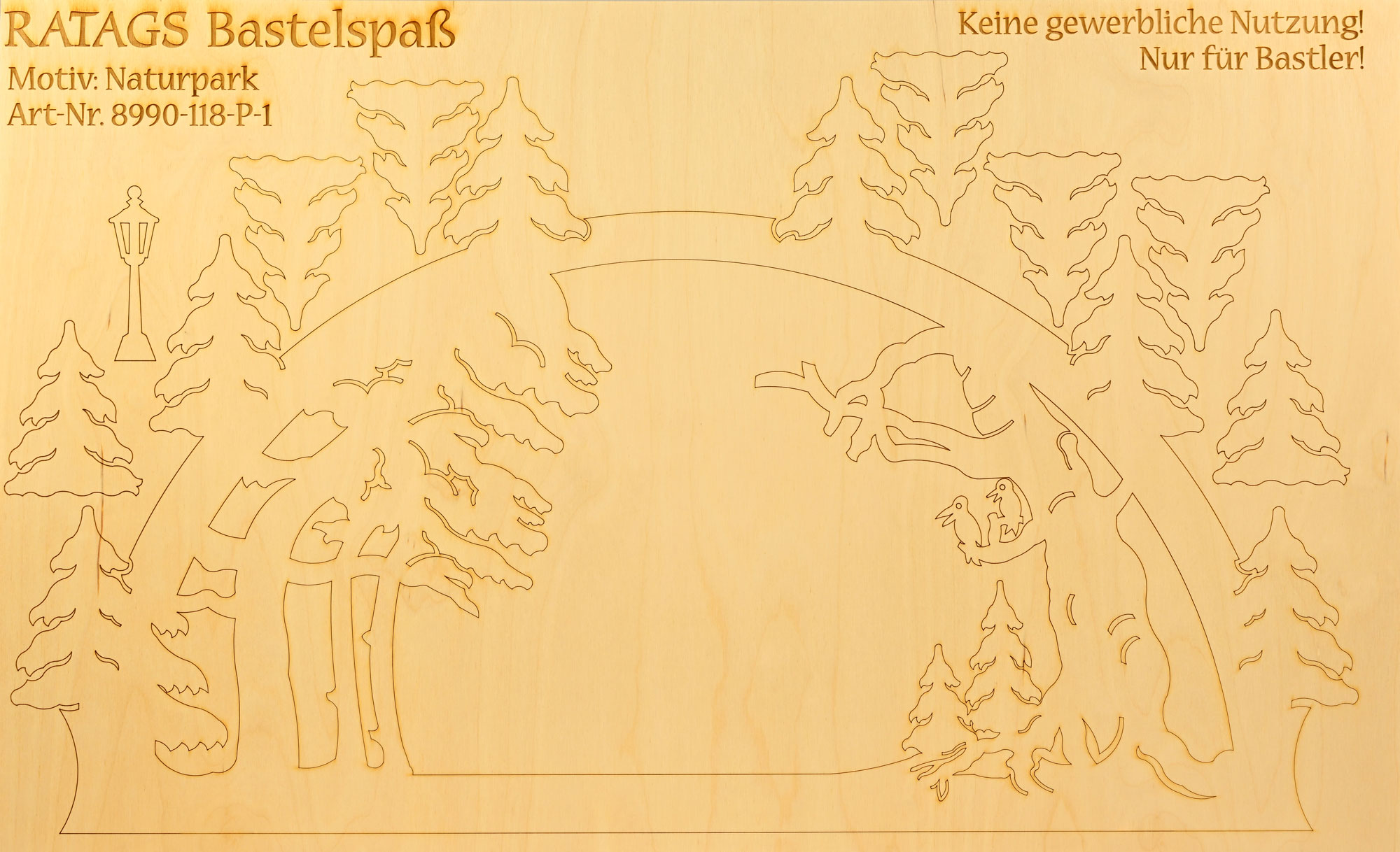 2 motif plywood panels, nature park, large, for sawing yourself