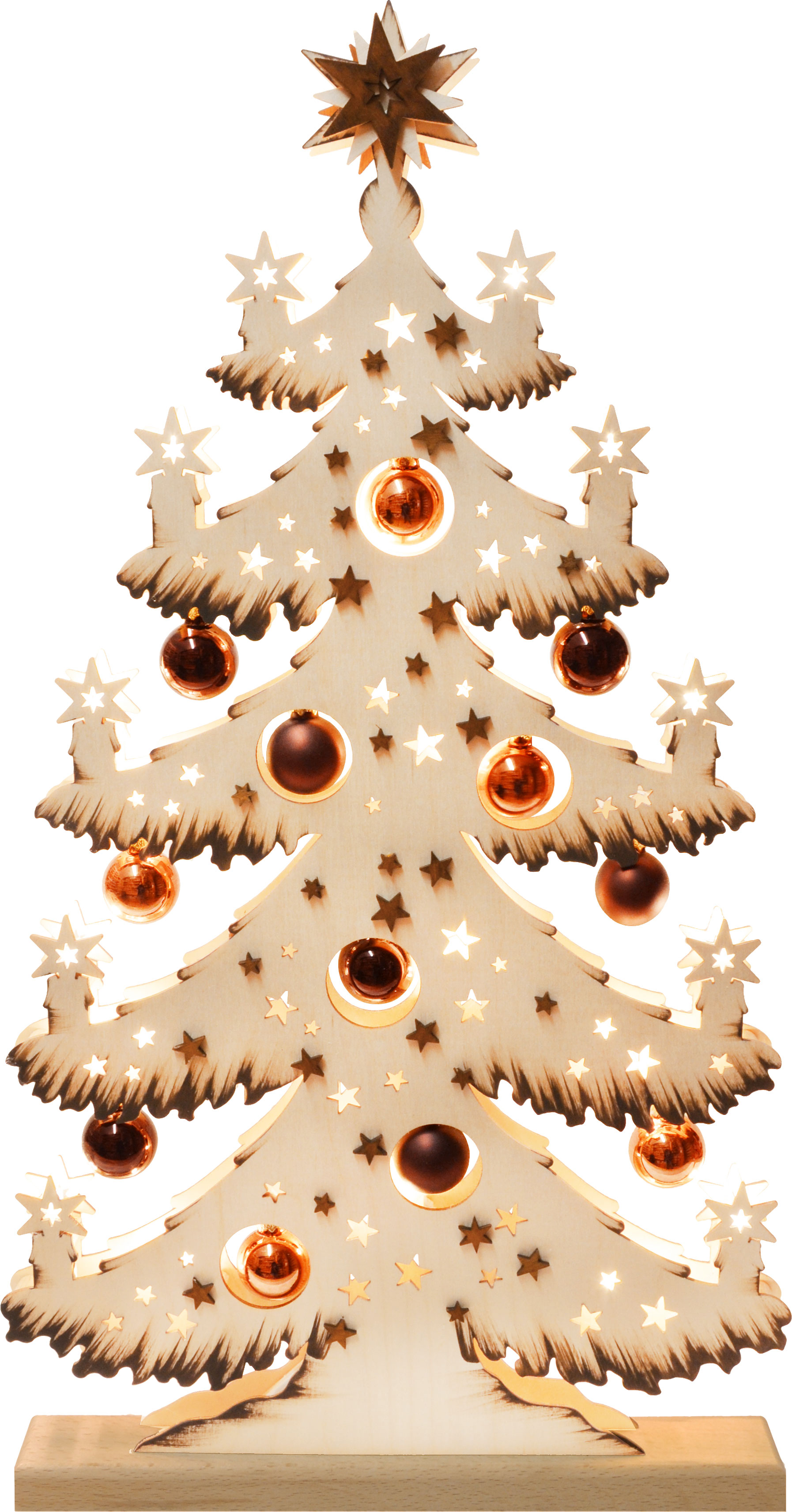 Tanne mittelgroß, 2er Set Kugeln gold+kupfer, handbemalt braun Tanne mittelgroß, 2er Set Kugeln gold+kupfer, handbemalt braun