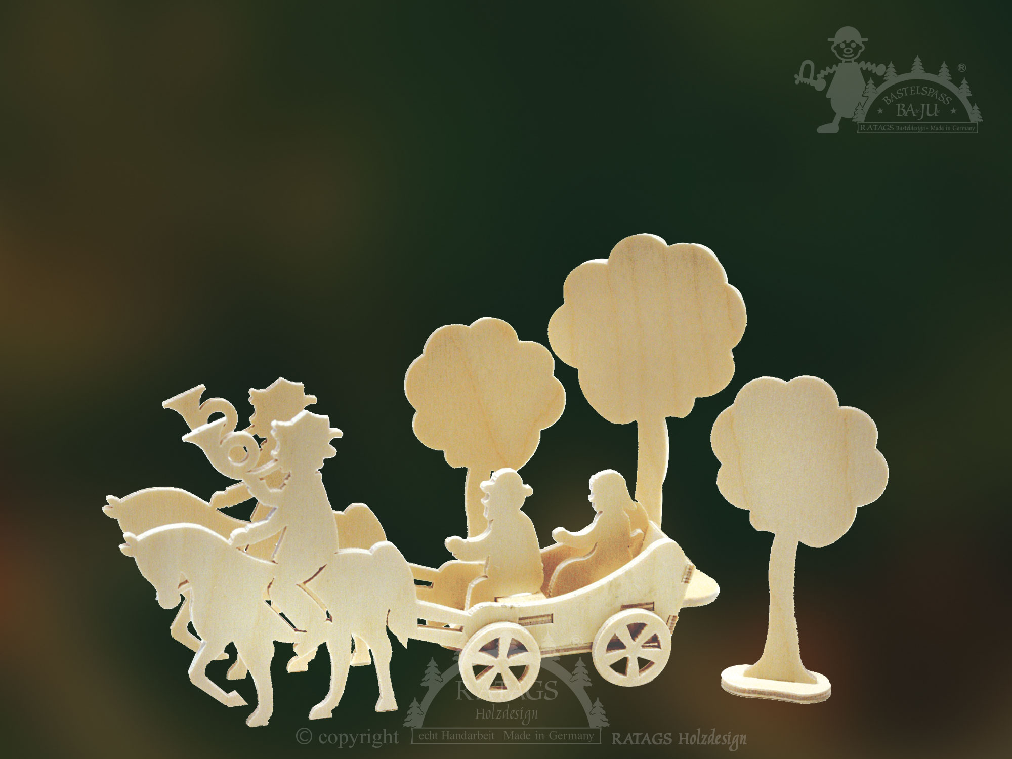 Cut-out figures for crafting, horse-drawn carriage ride