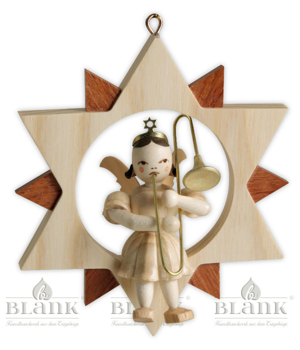 Engel mit Zugposaune im Stern