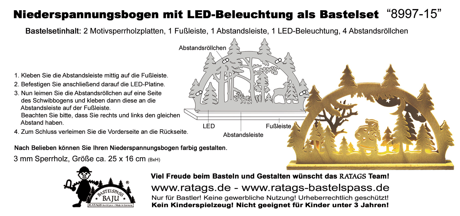 Ljuskran med LED för pyssel Jultomten