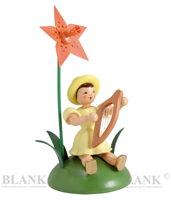Lelie, lier Bloemenmeisje zittend