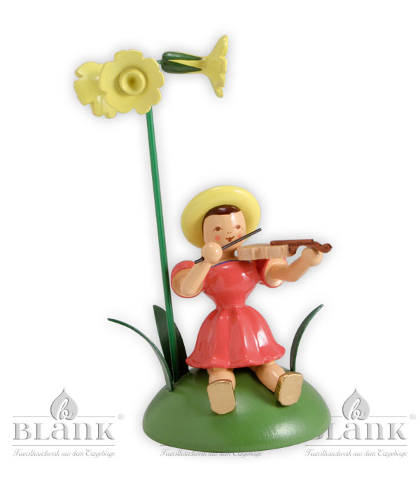 Primula, violino Bambino dei fiori seduto