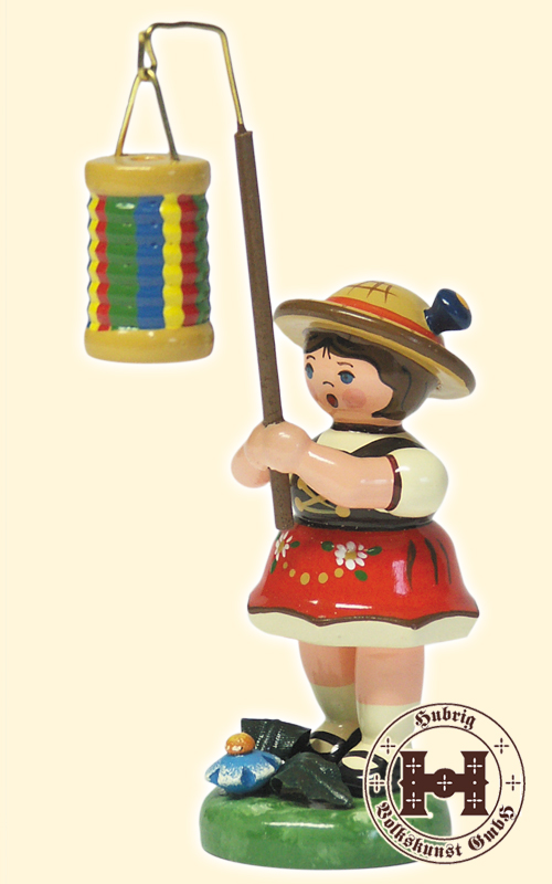 Figurka, dívka, pruhovaný lampion cca 8 cm