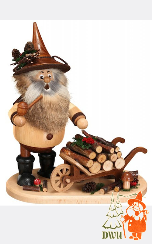 Incense burner, forest gnome with wheelbarrow