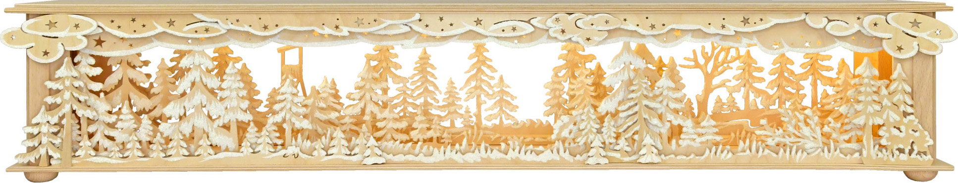 Room light, large, forest, raised hide, hoarfrost