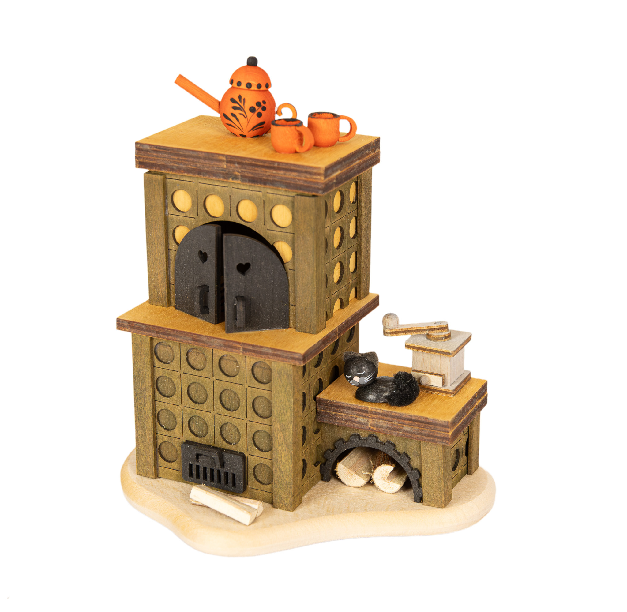 Stove, green, with stove bench and incense function