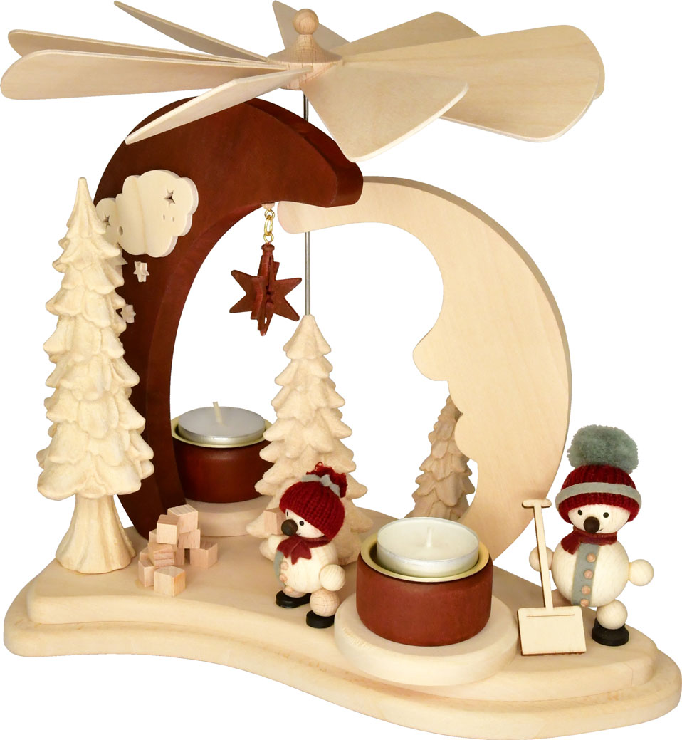 Solid wood pyramid, snowball, red