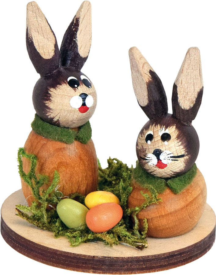 Hasenpärchen mit Ostereiern