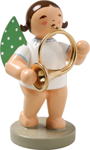 Engel mit Orchesterhorn dunkles Haar