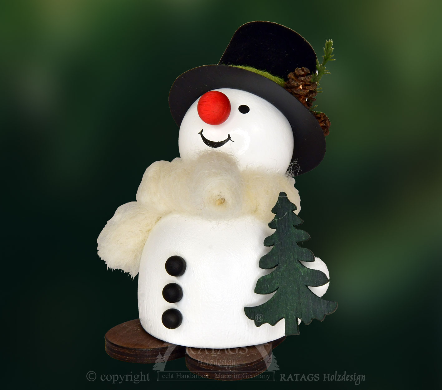 Chubby snowman with fir tree