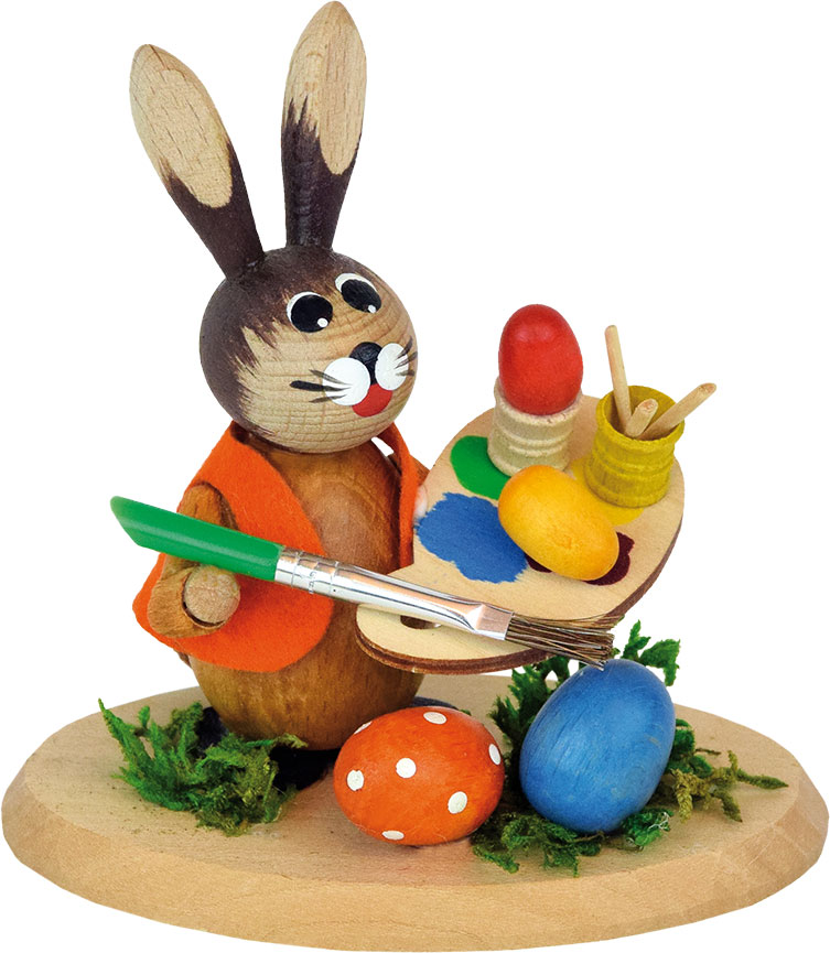 Rabbit meadow with painter, palette, brush