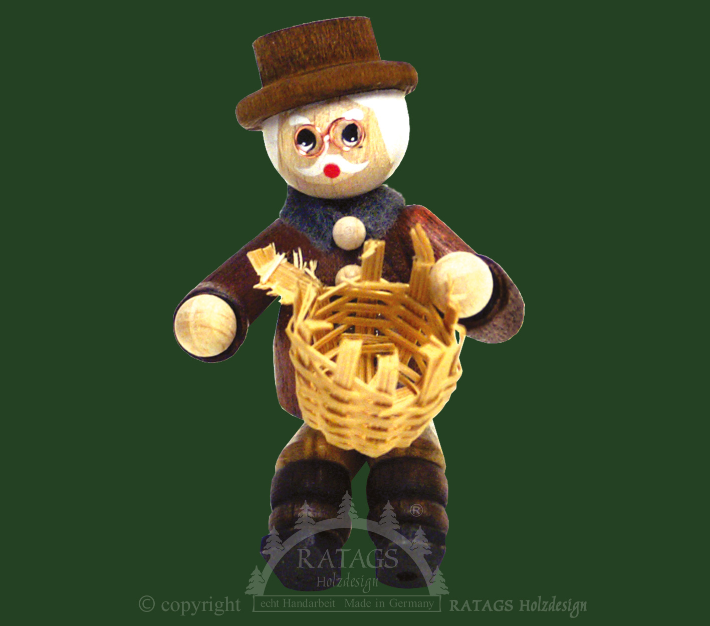 Figur, Korbmacher mit Korb, sitzend