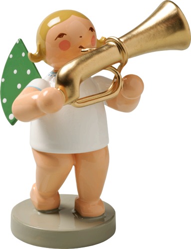 Engel mit Basstrompete blondes Haar