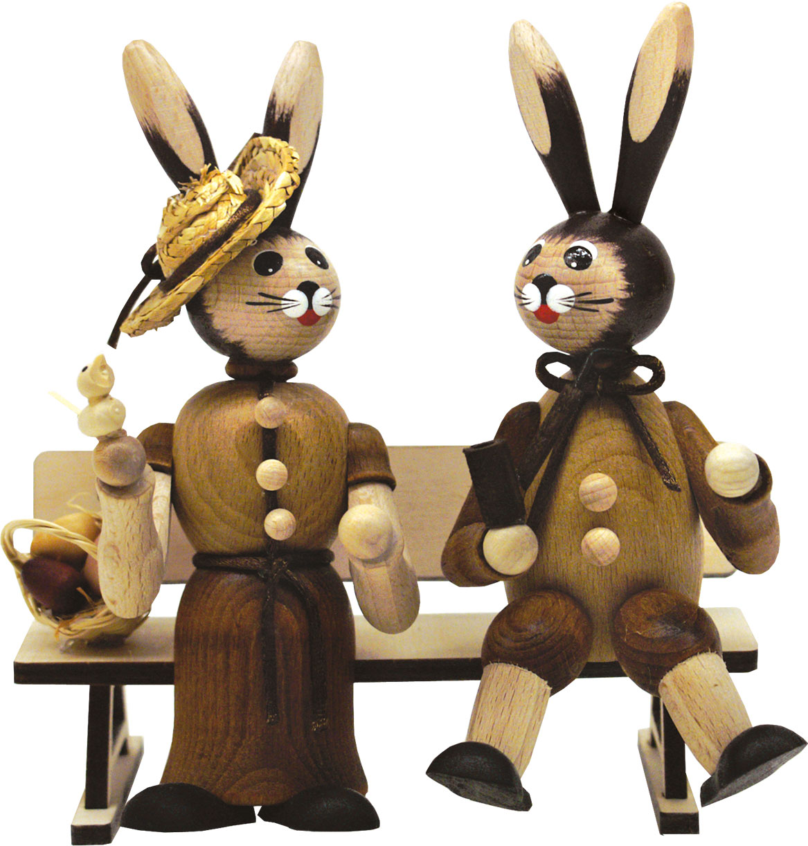 Large rabbit bench, lady with hat