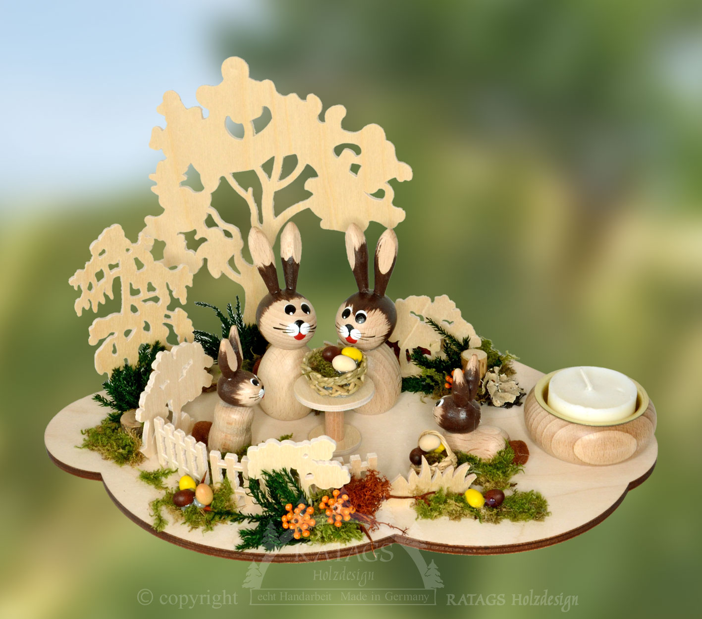 Rabbit family in the garden