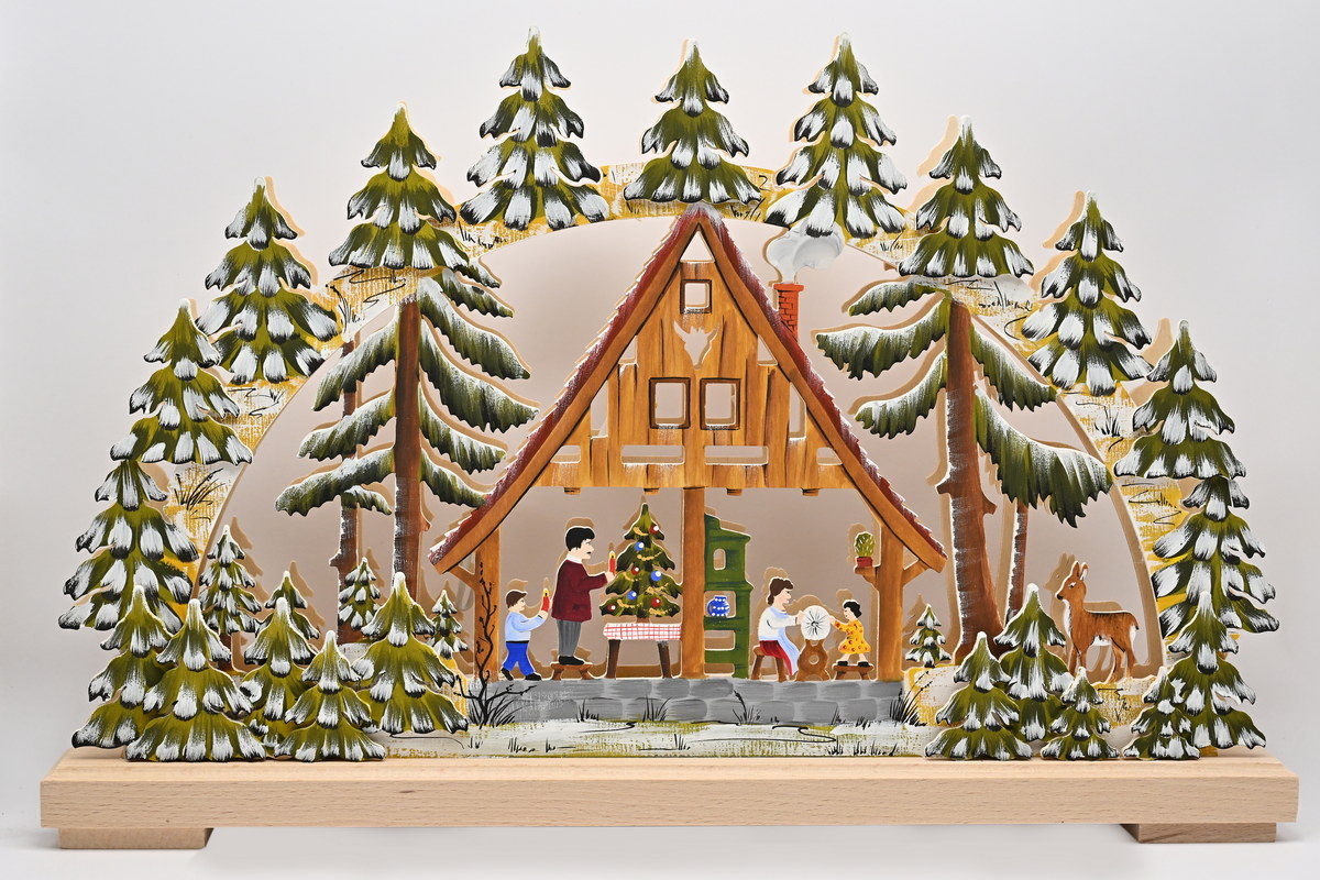 SONDERANGEBOT - Schwibbogen kl., Weihnachtsstube, handbemalt winterlich