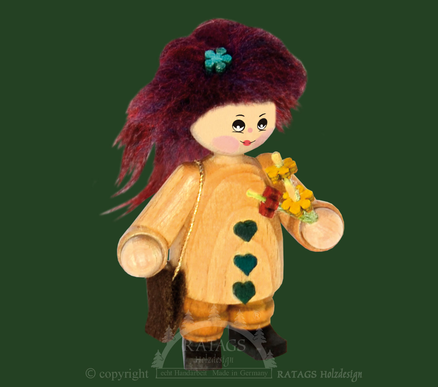 Collector's doll, figurine, girl with shoulder bag