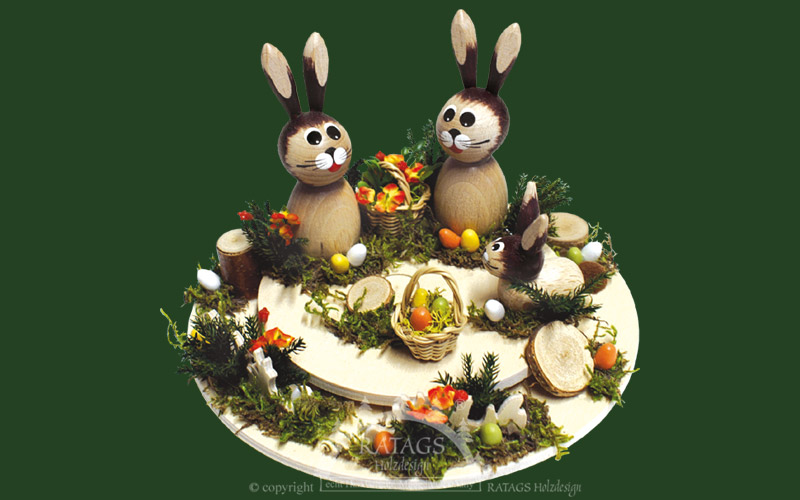 Rabbit family plate, orange