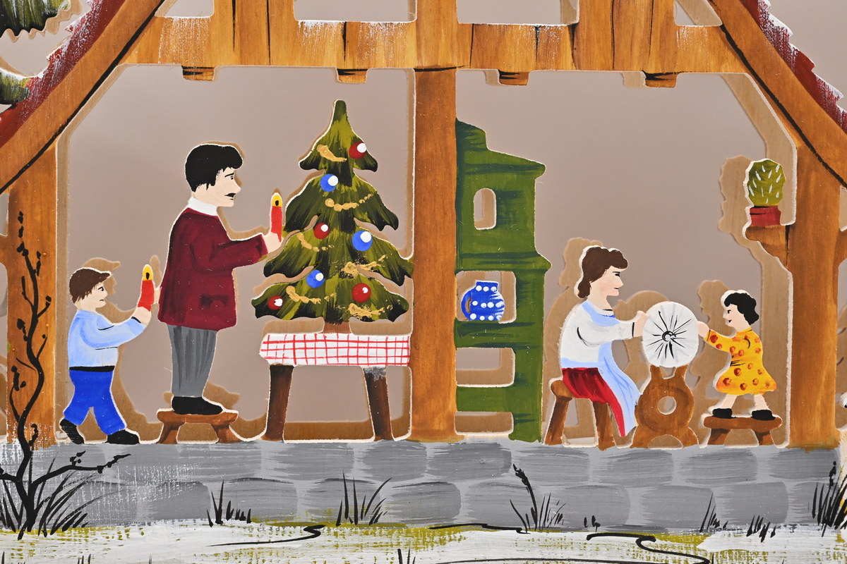 SONDERANGEBOT - Schwibbogen kl., Weihnachtsstube, handbemalt winterlich