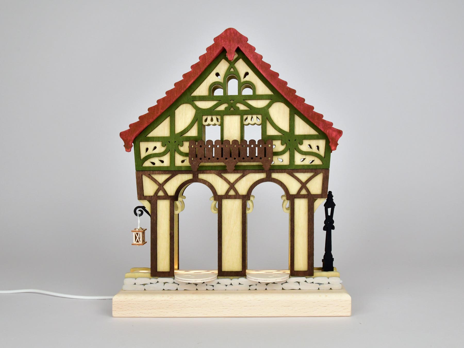 Green half-timbered house for collector's figures