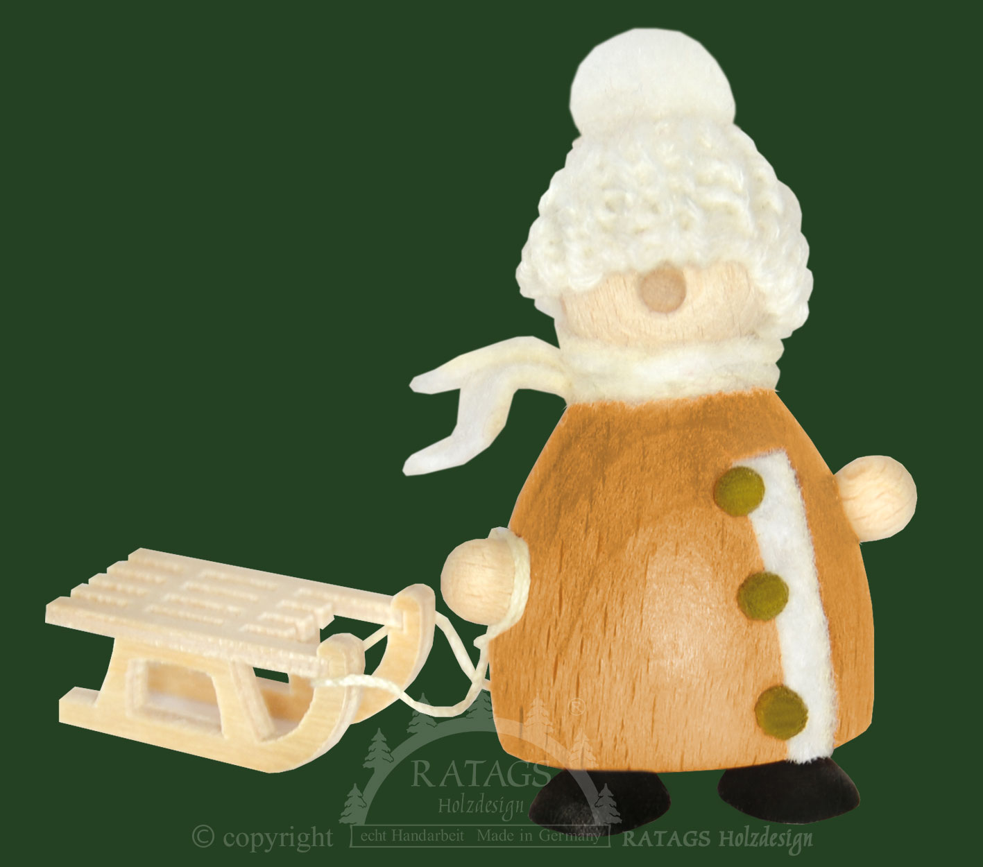 Snow-Molli, Junge Linie, sleigh puller with white bobble hat