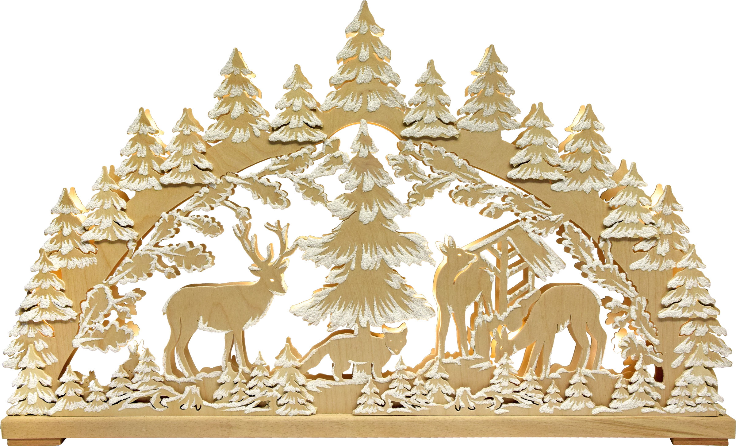 Large candle arch, forest animals, hoarfrost