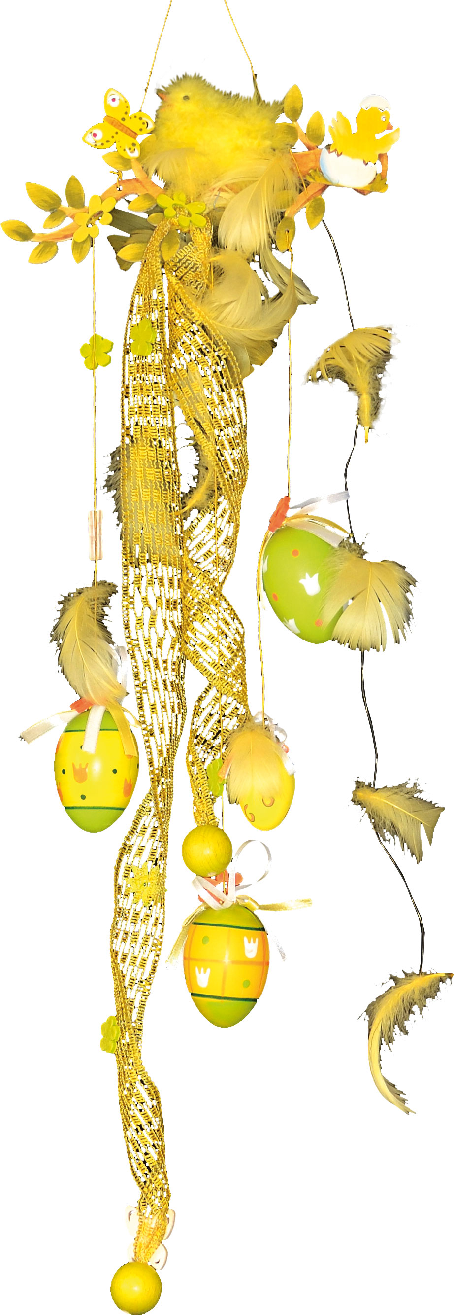 Room decorations for crafting, chicks on branches, yellow feathers