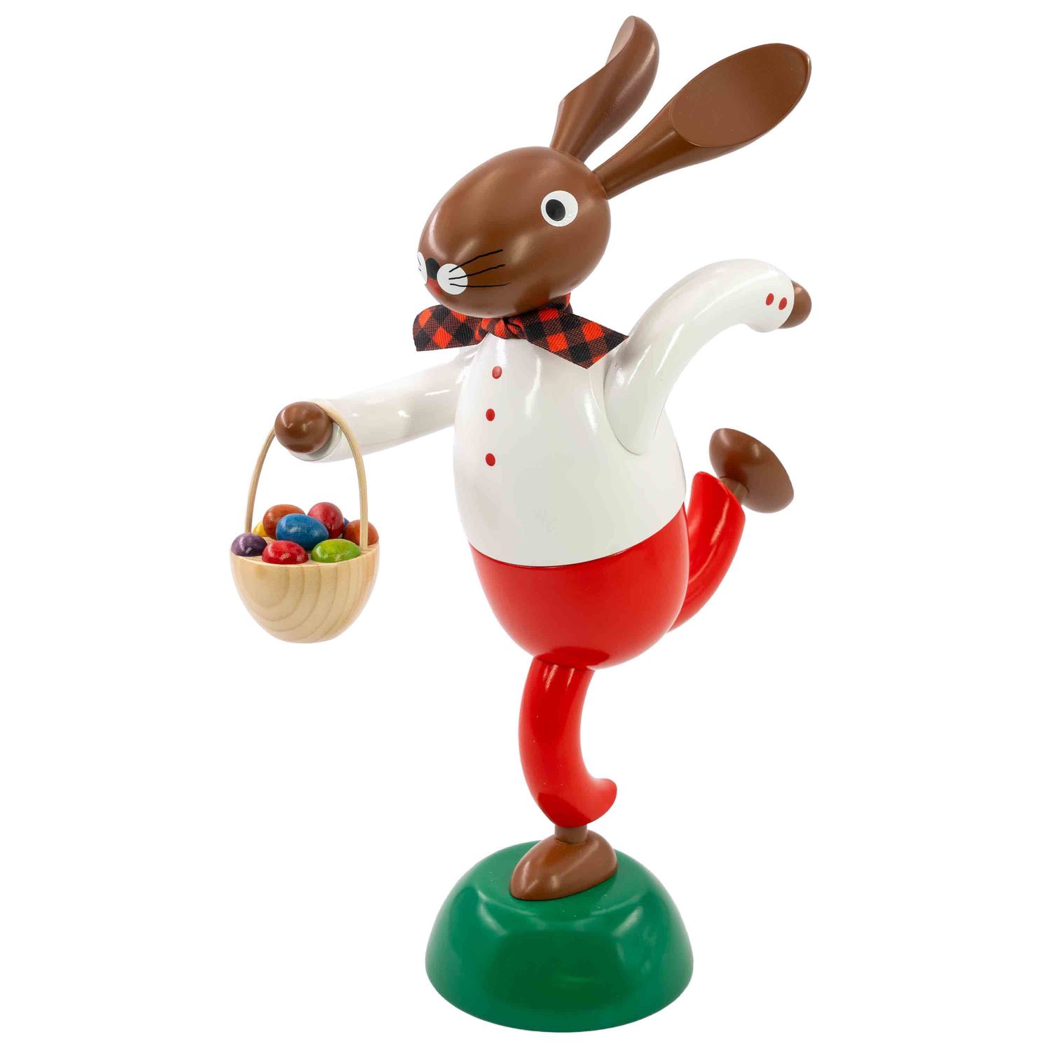 Easter bunny egg thief with hand basket, red, 35 cm