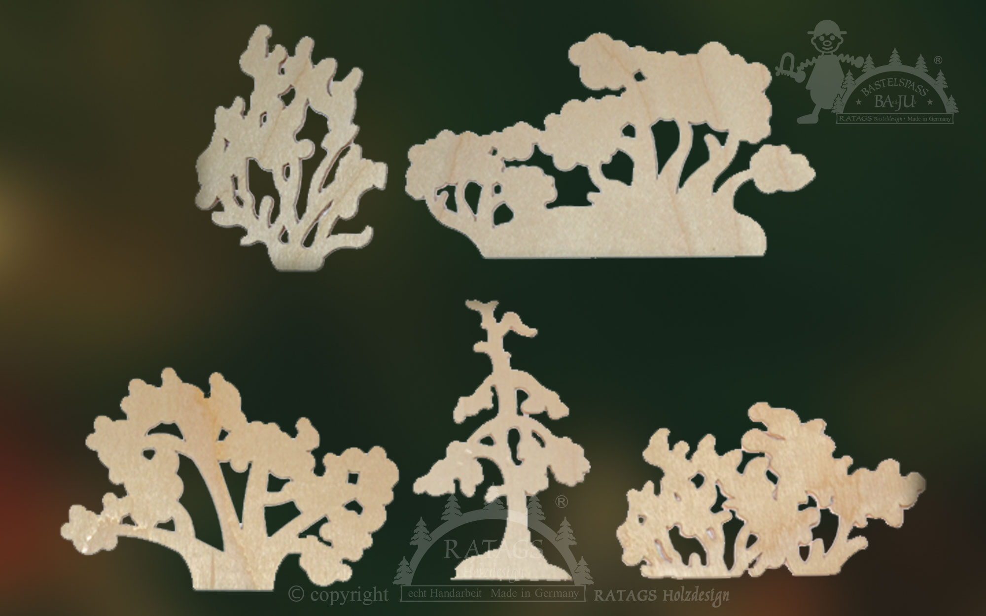 Trees for crafting, set of 5