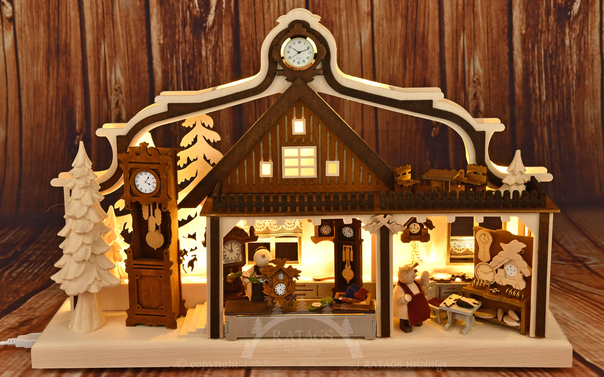 Small 3D Schwibbogen, clockmaker's workshop, + LED strip