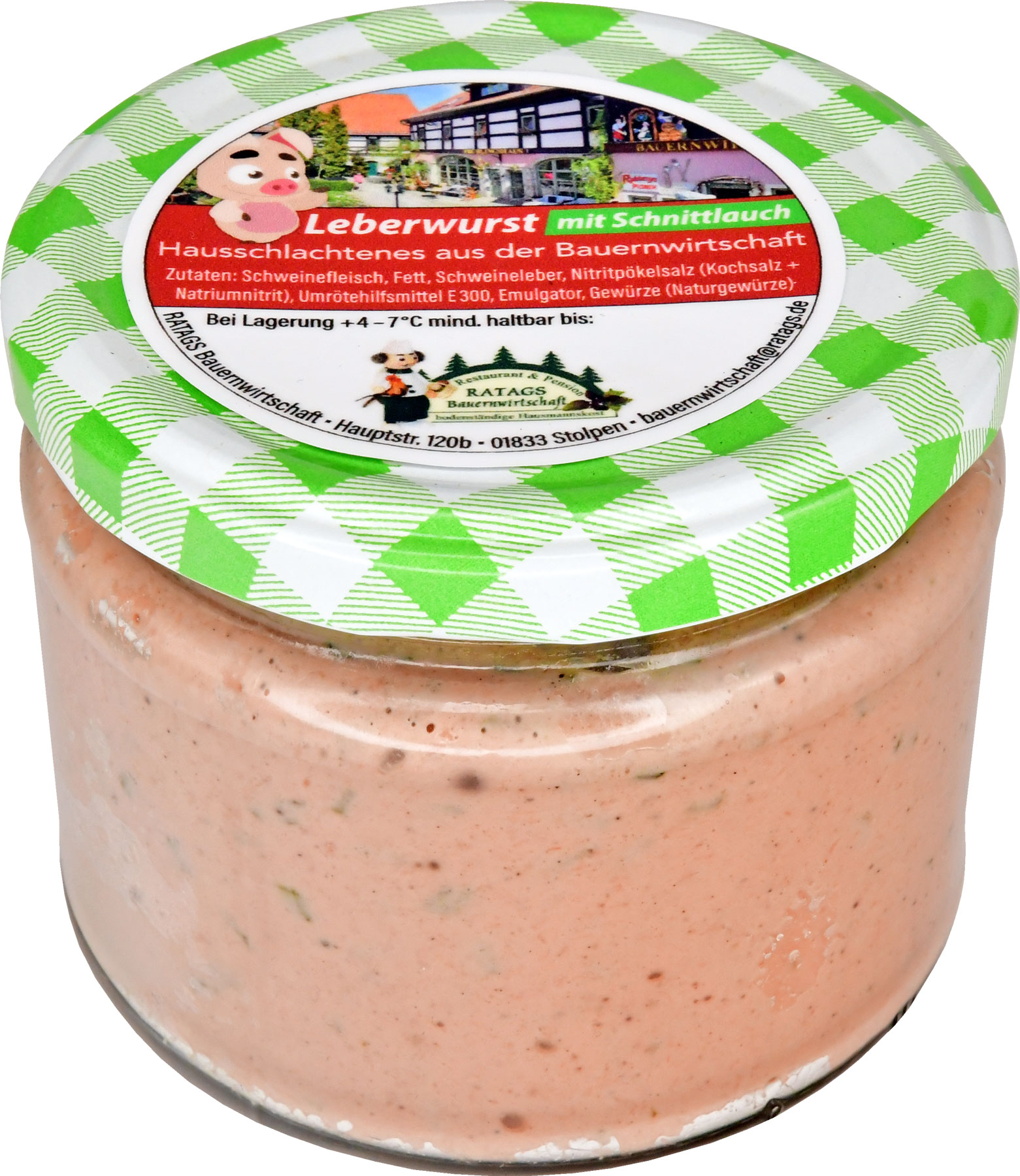Leberwurst mit Schnittlauch im Glas vom Schwein / 260g, Wurstglas