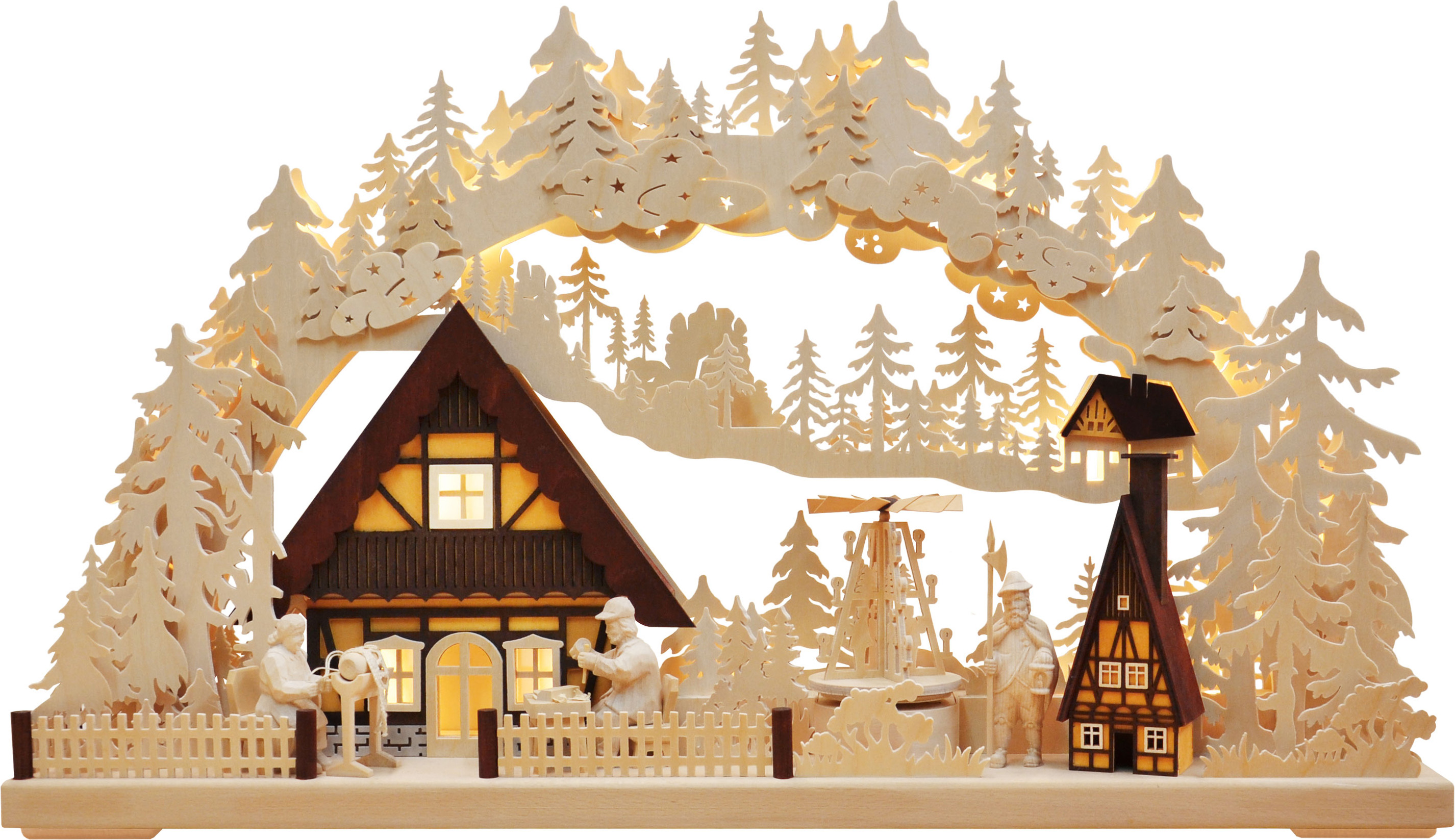 Large 3D candle arch, traditional craftsmanship, with pyramid and incense house