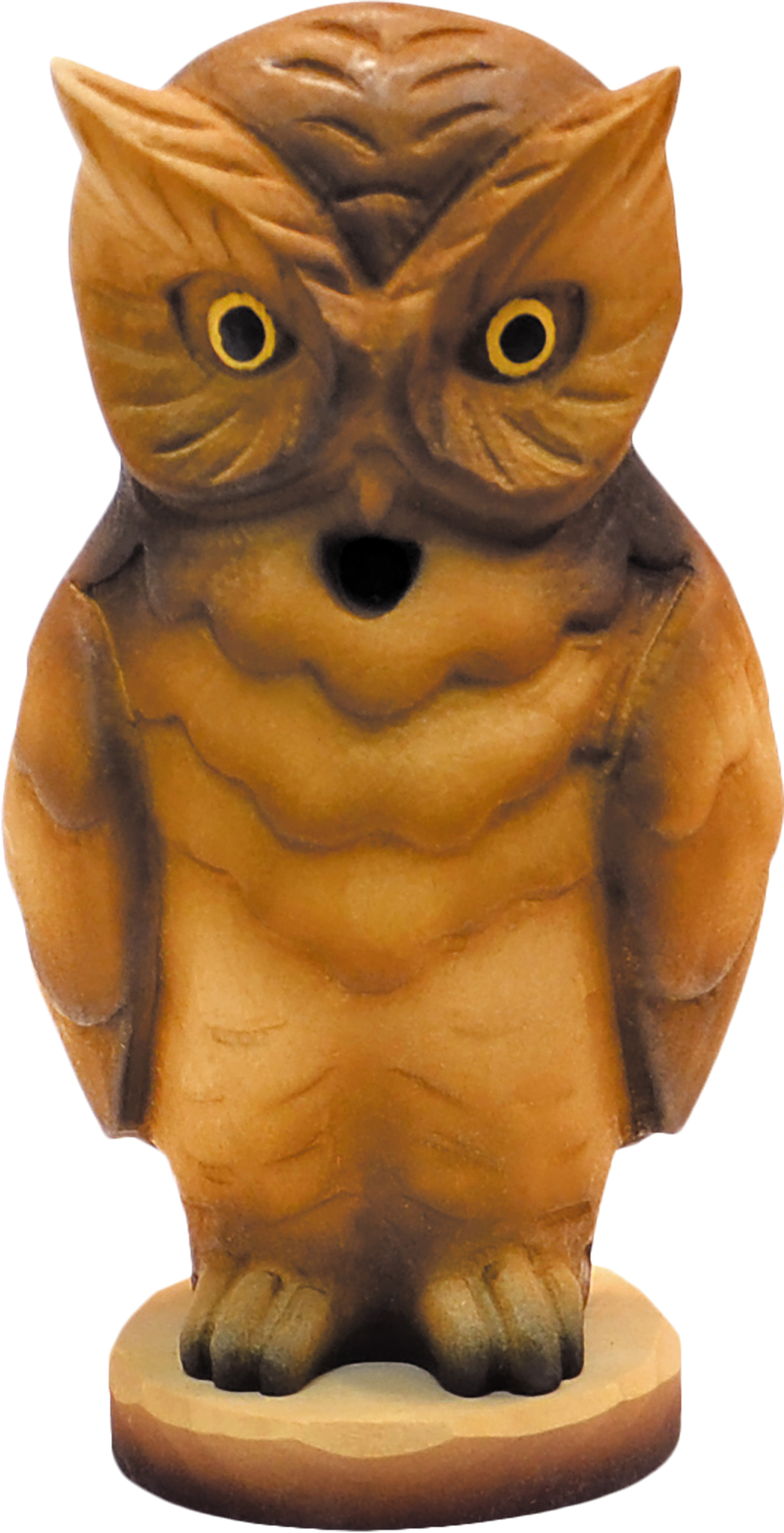 Smoking owl made of solid wood, small